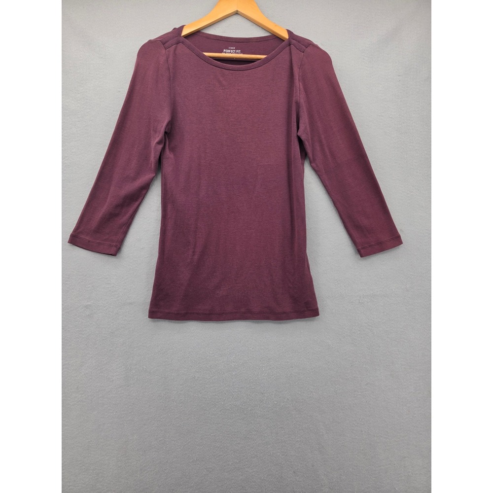 J.Crew Perfect Fit Long Sleeve Tee Burgundy Plum 100% Cotton Top Large L NEW